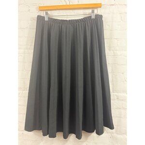 Alfred Dunner Black Midi Skirt Women’s Size 12 Pull-On A-Line Pleated Casual